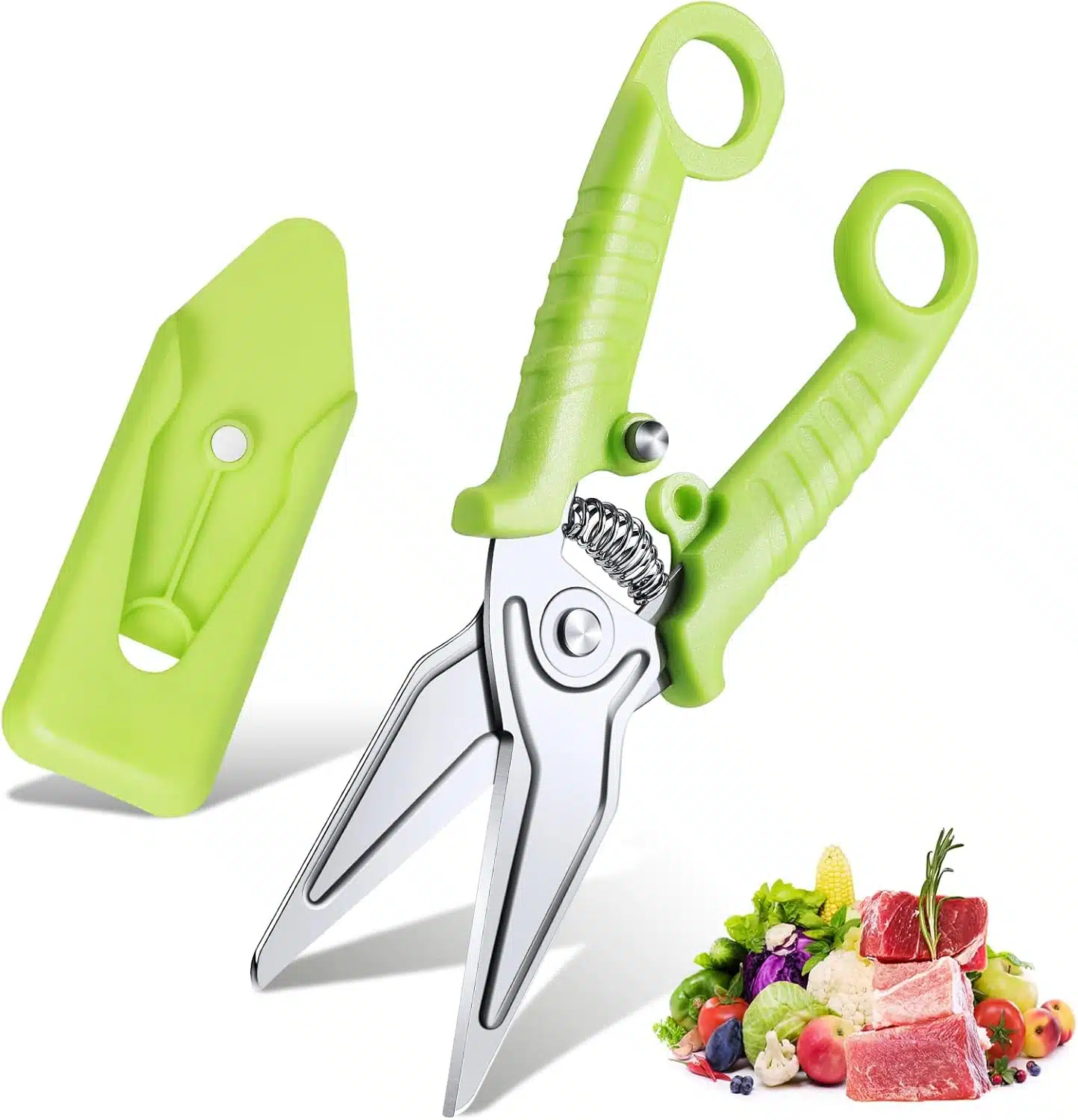 JASON Kitchen Shears – Stainless Steel, Spring-Loaded, Green