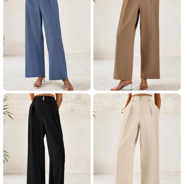 Women's Wide-Leg Dress Pants – High-Waisted, Business Casual Trousers