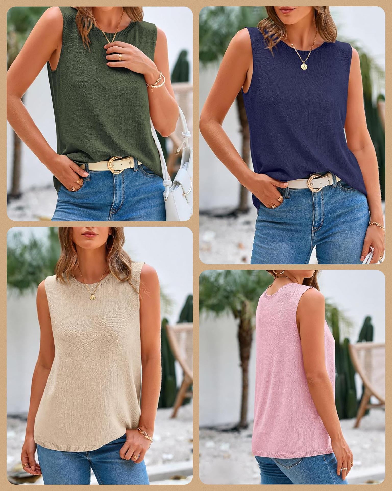 Women's Sleeveless Sweater Vest – Ribbed Knit, Lightweight & Casual