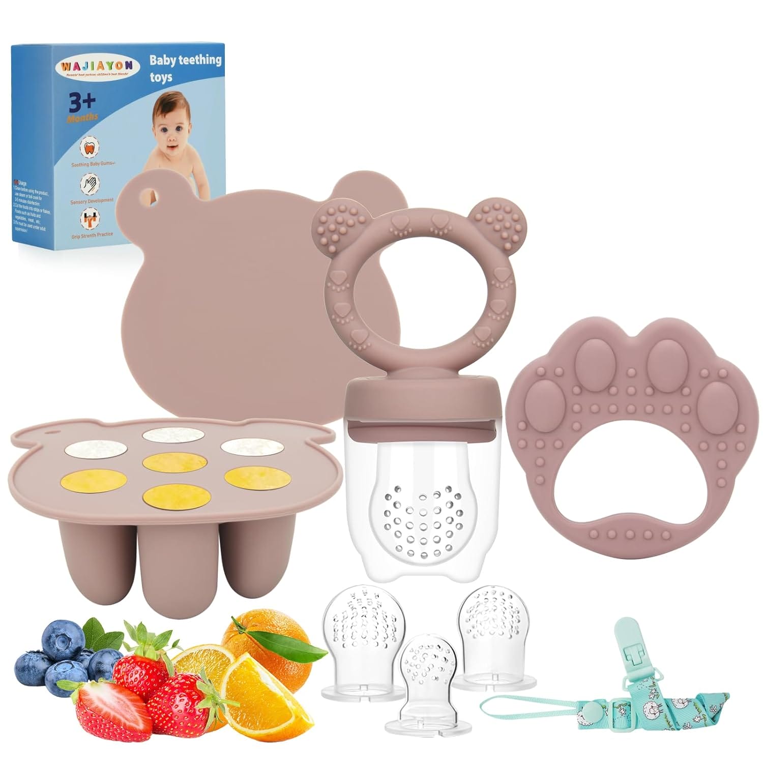 Baby Breastmilk Popsicle Molds & Fruit Feeder – 3 Pack, Pink