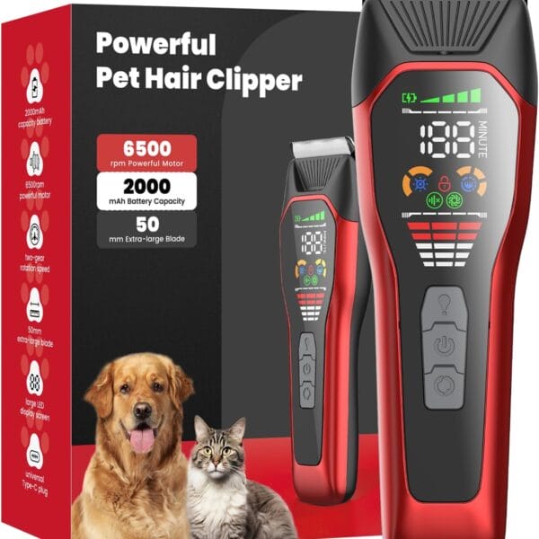 Wide Blade Dog Clippers – Cordless Grooming for Thick Coats