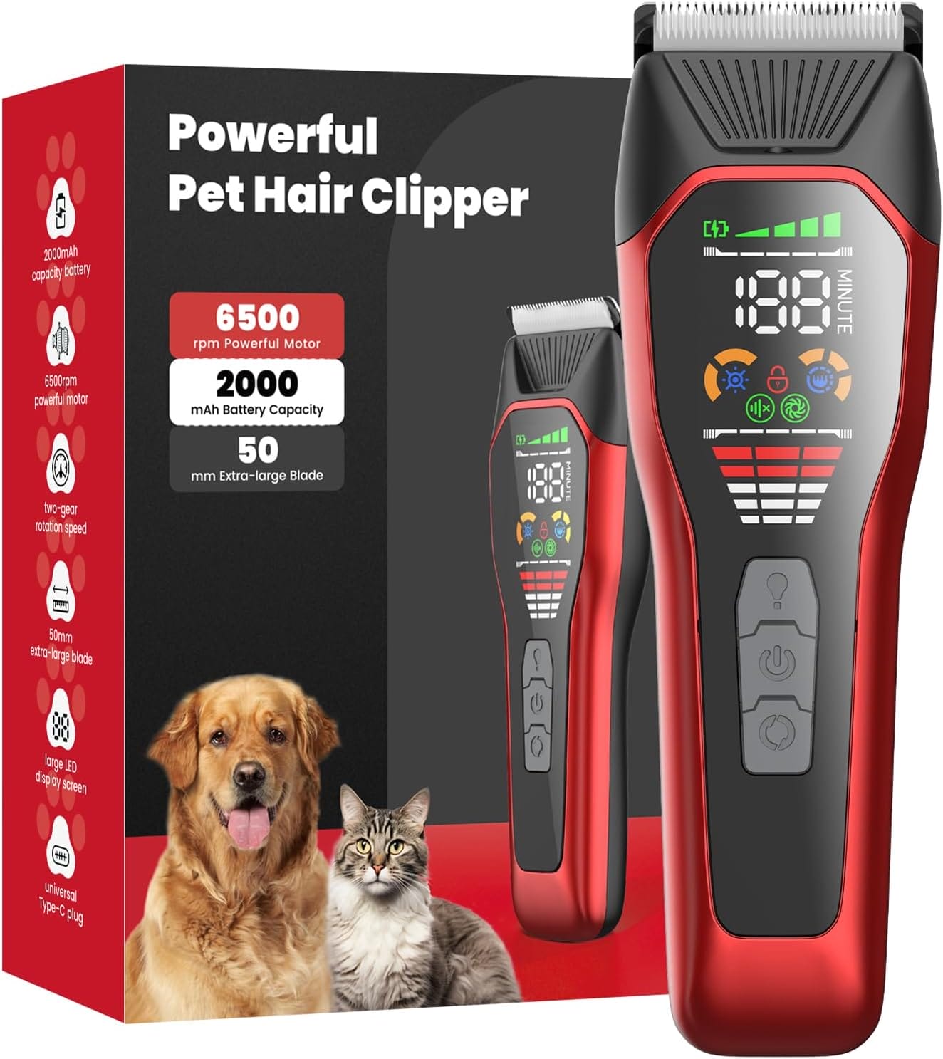Wide Blade Dog Clippers – Cordless Grooming for Thick Coats