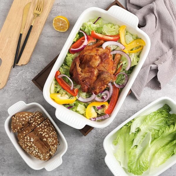 Sweejar Ceramic Baking Pan Set – 3-Piece Casserole Dishes, Black