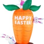 6FT Easter Inflatable Bunny & Carrot – LED Light-Up Yard Decoration