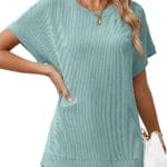 Sherosa Women's Oversized Knit Tunic – Short Sleeve, Side Split