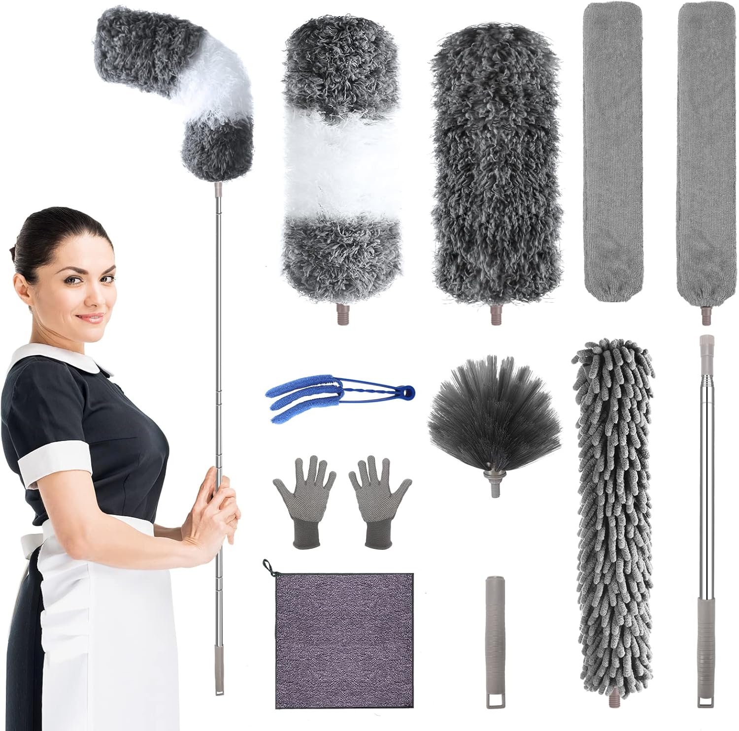 Microfiber Feather Duster – 100" Extendable, Bendable & Washable