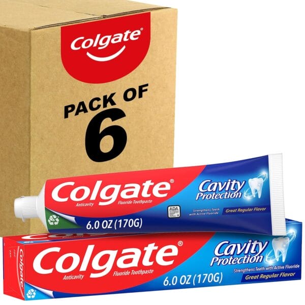 Colgate Cavity Protection Toothpaste – Fluoride, 6 Oz, 6-Pack