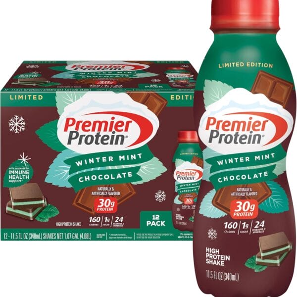 Premier Protein Shake – Winter Mint Chocolate, 30g Protein, 12 Pack