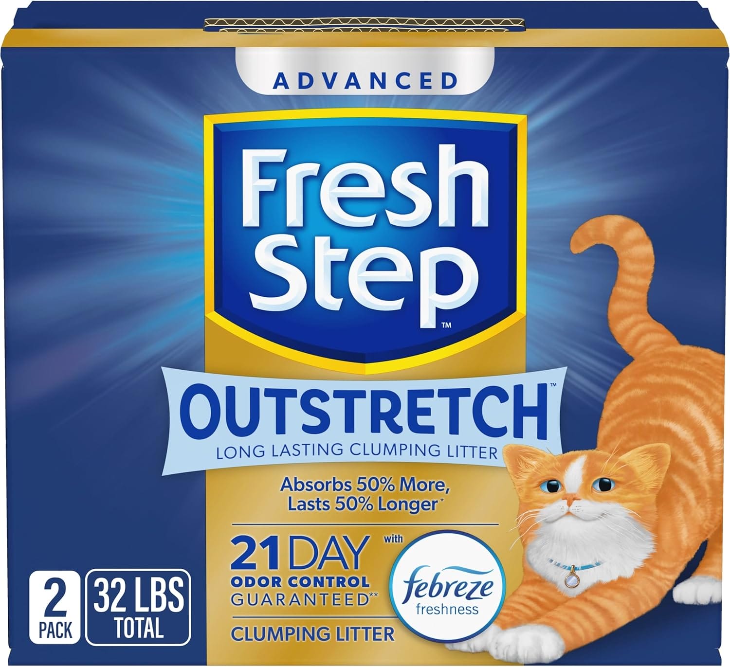 Fresh Step Outstretch Clumping Litter – Long-Lasting, 32 lbs