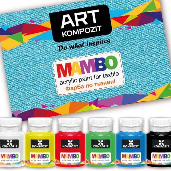 Acrylic Fabric Paint Set – Permanent, 6 Basic Colors, 20ml Each