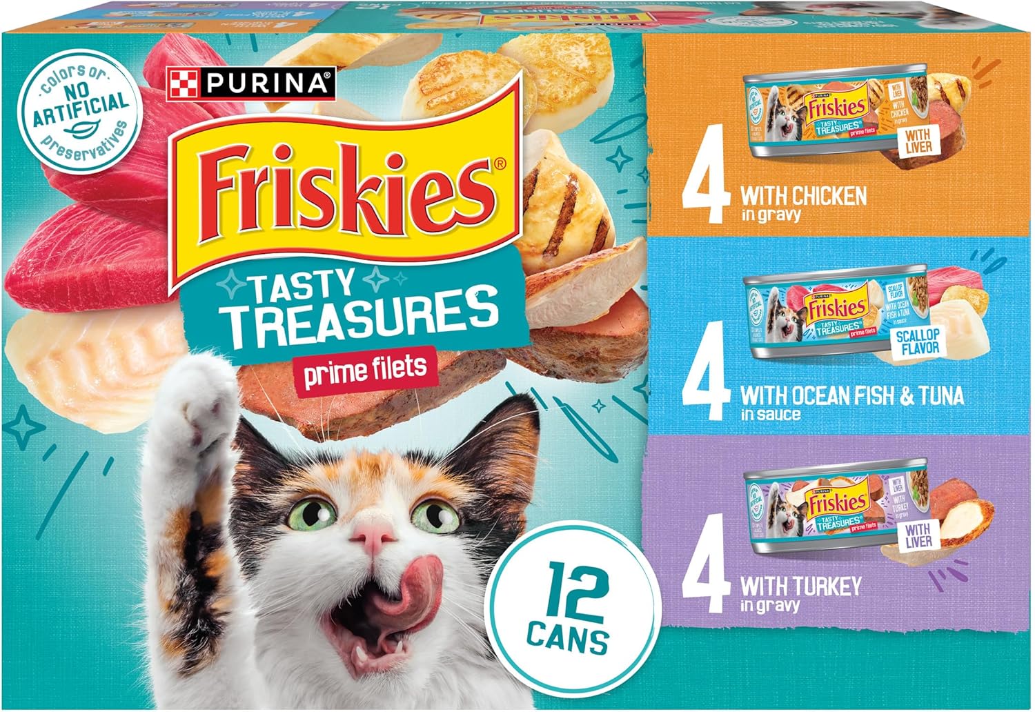 Purina Friskies Wet Cat Food – Tasty Treasures Variety Pack, 12 Ct