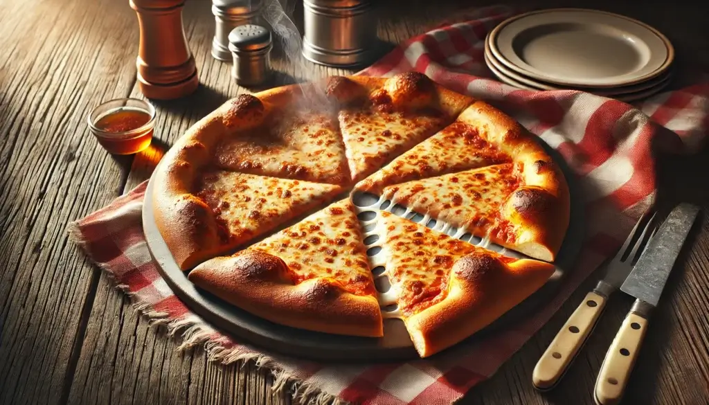 fresh homemade New York style pizza with thin foldable crust and mozzarella cheese